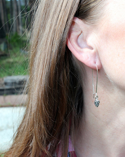 pine cone silver earrings