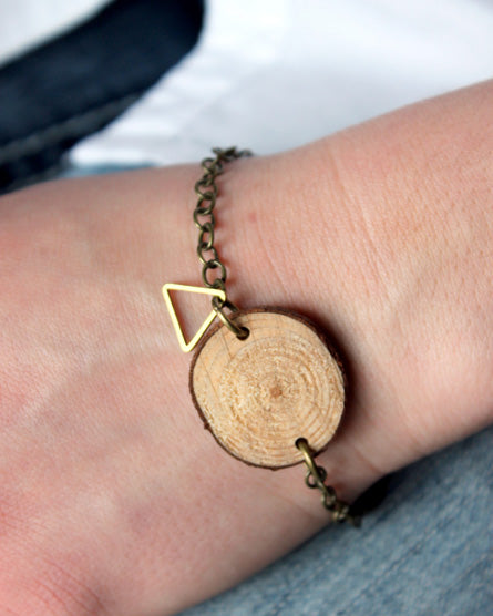 triangle + wood bracelet
