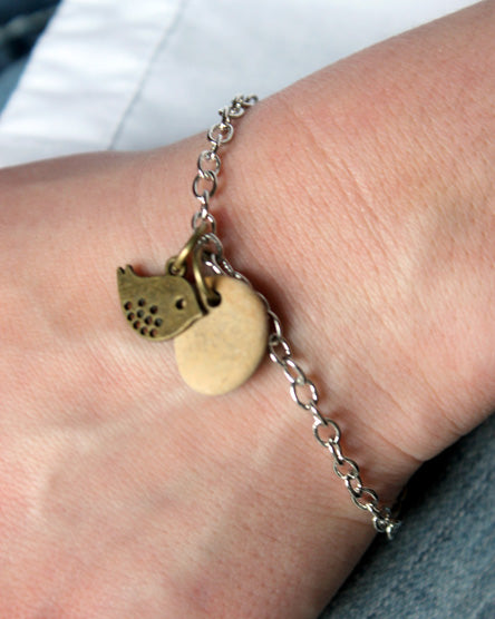 river stone + charm bracelet