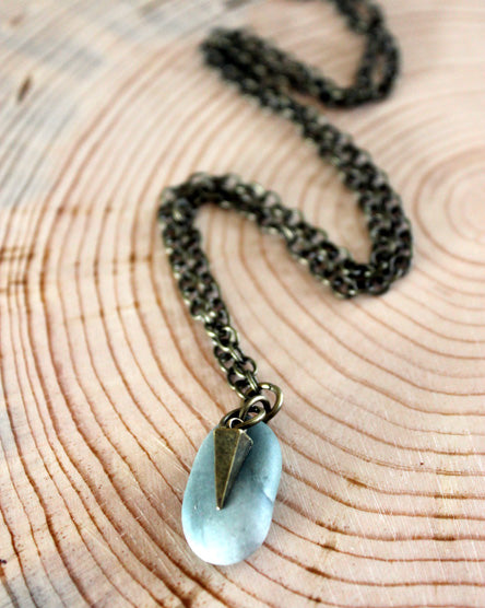 Brass Pine Cone + Stone Necklace – Tumbled Earth