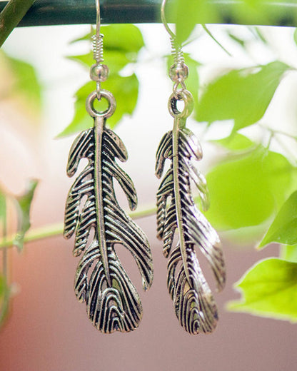 silver feather earrings