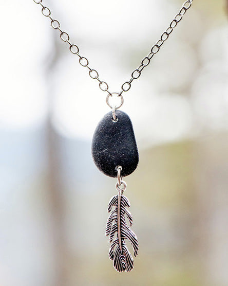 silver feather necklace