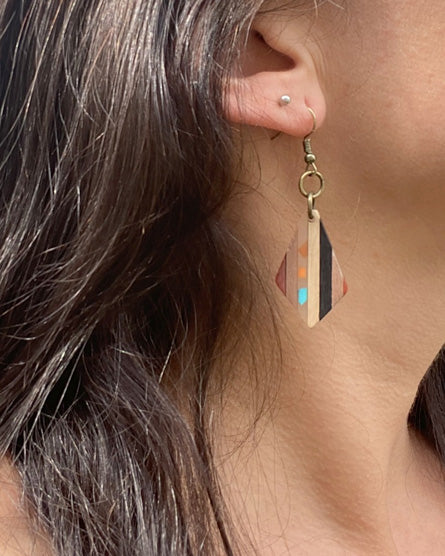 💥 The Vertical Striped Wood + Resin Earrings