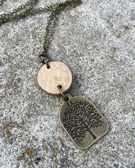 wooden tree necklace