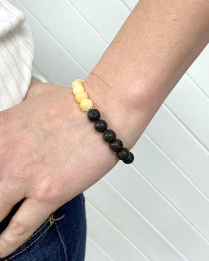 yellow jade + lava stone diffuser bracelet
